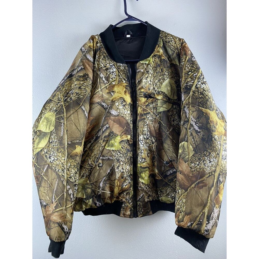 WFS Camo Gear Sz L Quilted LS Pockets Inside & Out Full Zip Burly Camo Tan Coat